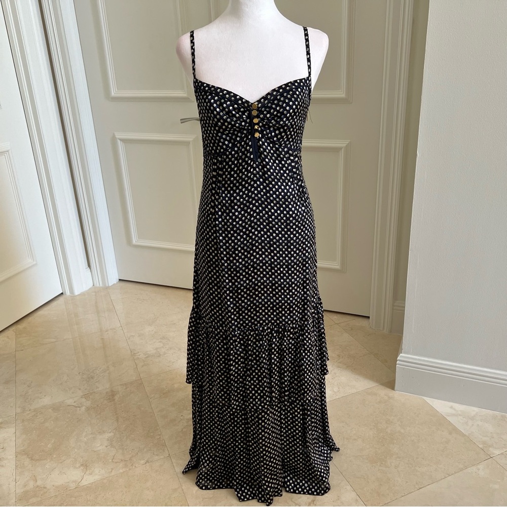 Tory Burch Silk Polka Dots Tea Length Dress with Shaw NWOT - Picture 4 of 15